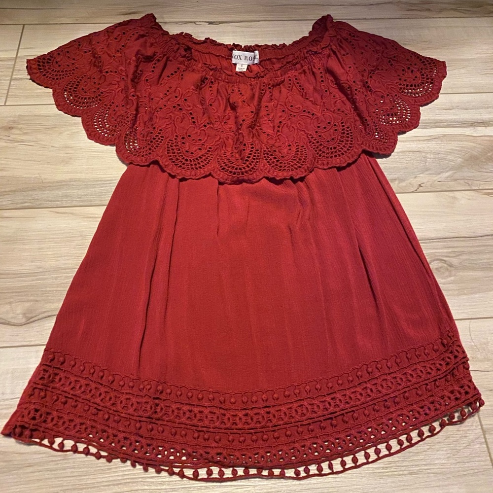 Maroon off the shoulder blouse, size S